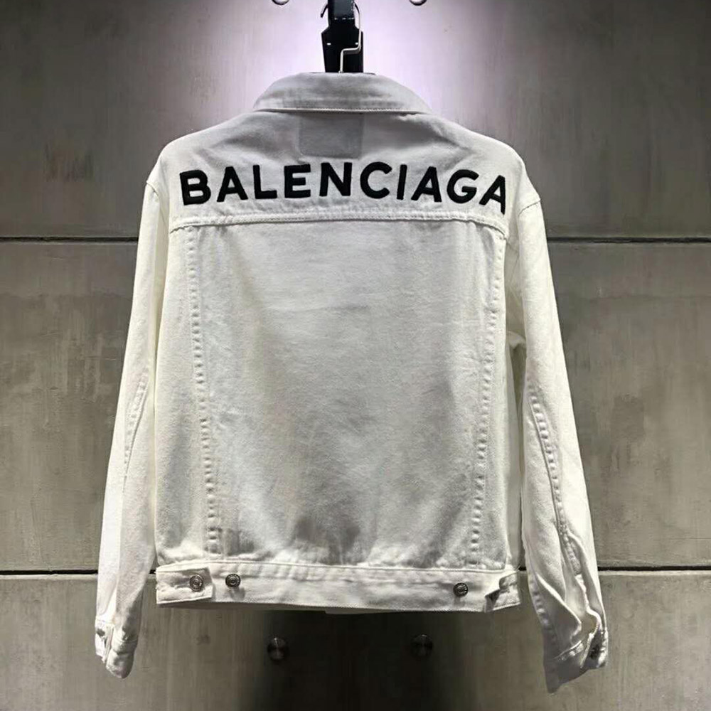 Balenciaga Logo Denim Jacket In White
